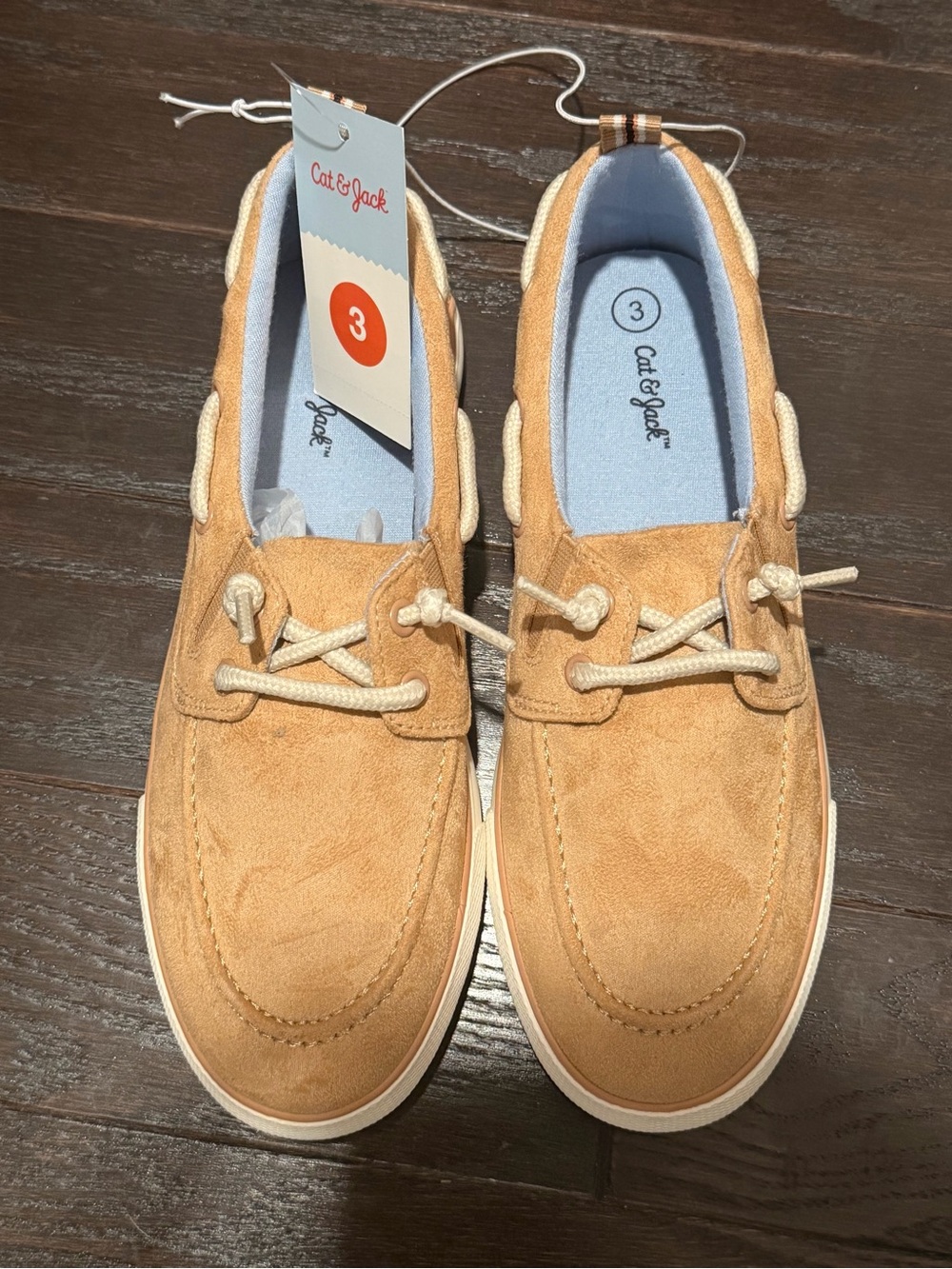Cat & Jack Boys Tan Suede Boat Shoes